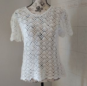 Michael Kors open crochet knit top